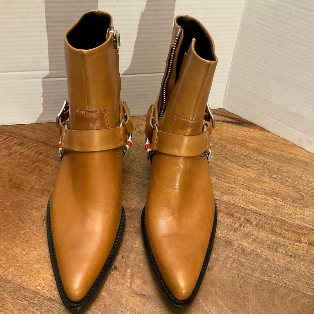 Calvin Klein 205W39nyc Tan Brown Tex Harness Cowboy Boot Size 7.5